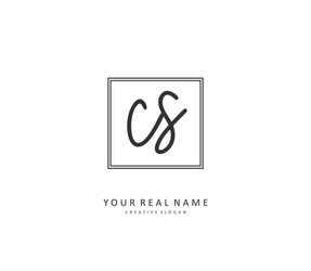 c s cs initial letter handwriting and signature vector image