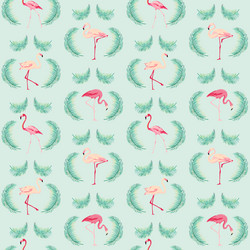 Flamingo bird background - retro seamless pattern vector