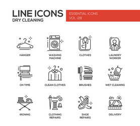 laundry - line design icons set vector