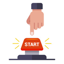 man presses red start button vector image