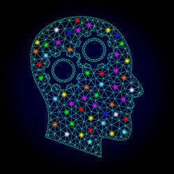 polygonal mesh head gears with glowing vector image