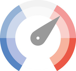 radial gauge scale from red to blue with arrow vector image