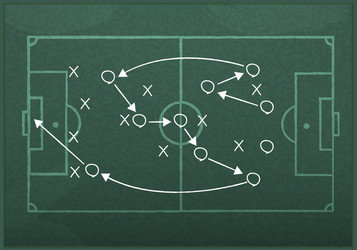 Realistic blackboard drawing a soccer game strateg vector