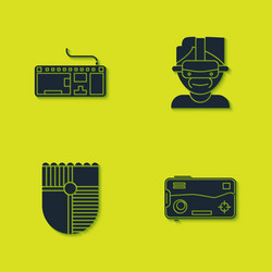 set computer keyboard mobile and playing in game vector image