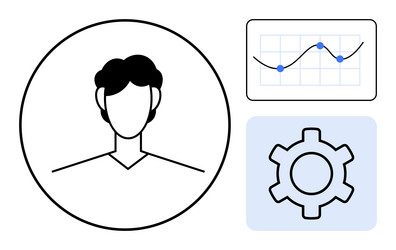 user profile with analytics graph and gear vector image