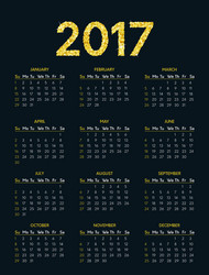 Calendar for 2017 vector