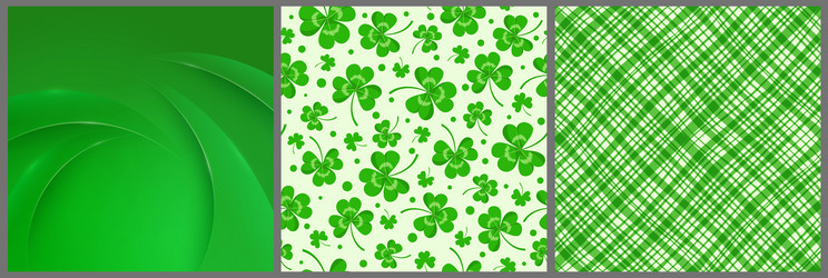 green background and seamless pattern with clover vector image