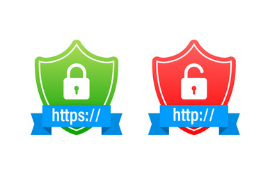 http and https protocols on shield vector