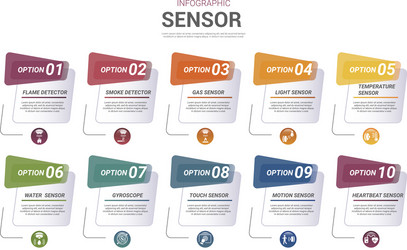 infographic sensor template icons in different vector image