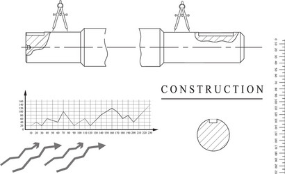 Machine-building drawings on a white background vector