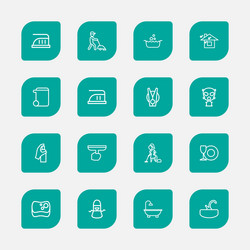 set of 16 editable cleanup outline icons includes vector image