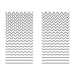 Set wavy curvy zigzag horizontal lines simple vector