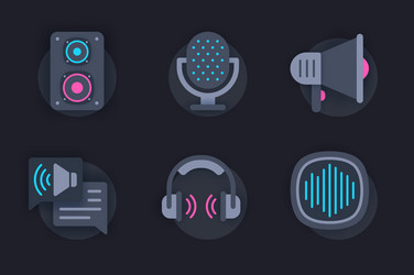 voice and audio web concept of 3d paper icons set vector