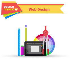 Web design graphic tablet and tool vector