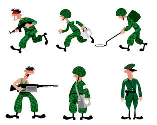 Cartoon man soldier in a helmet with a gun Vector Image