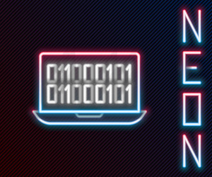glowing neon line binary code icon isolated vector image