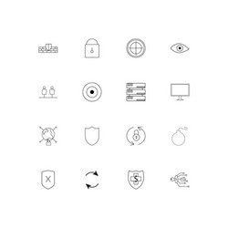 internet security simple linear icons set vector image