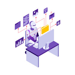 multifunctional robot work composition vector image