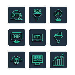 set line cloud and shield binary code financial vector image