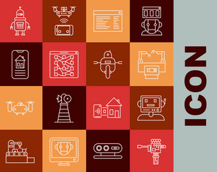 set line mechanical robot hand and screwdriver vector image