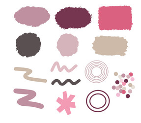 set of colorful random blots and oval grange vector