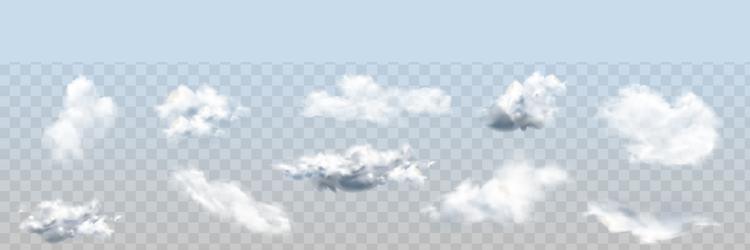 set of transparent different clouds illust vector image