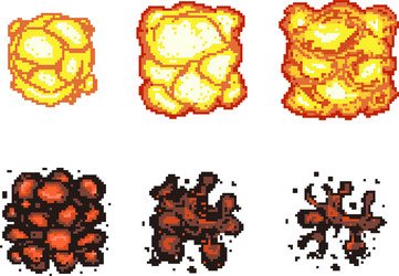 Video game explosion animation in pixel art vector