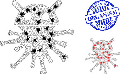 wire frame mesh virus robot pictograms vector image