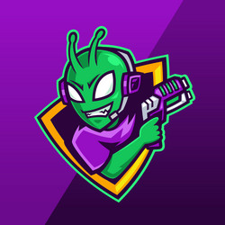 Alien with laser gun esport mascot logo design vector