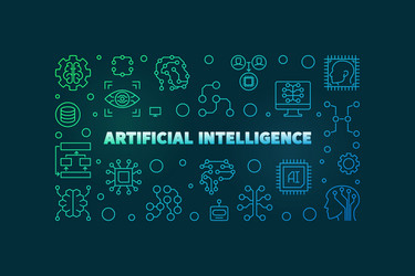 artificial intelligence outline colorful vector image