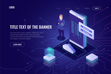cloud data storage and computing isometric access vector image