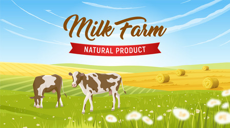 Milk farm realistic background vector