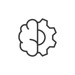 technical brain icon in line design vector image