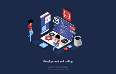 web development coding and online operation vector