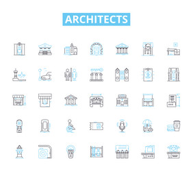architects linear icons set design blueprint vector image