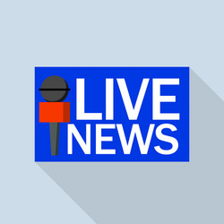 Blue live news logo flat style vector