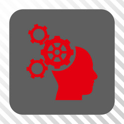 brain mechanics rounded square button vector image