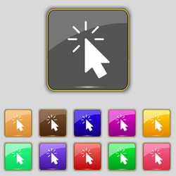 Cursor icon sign set with eleven colored buttons vector