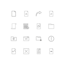 files and folders sign linear thin icons set vector image