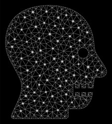 glowing mesh wire frame sewn mouth with flash vector image