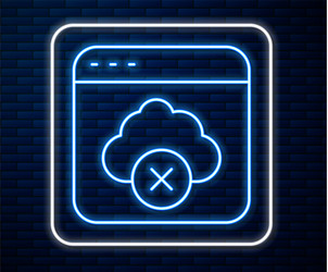 glowing neon line failed access cloud storage icon vector image