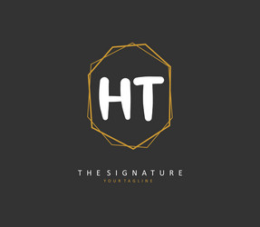 H t ht initial letter handwriting and signature Vector Image