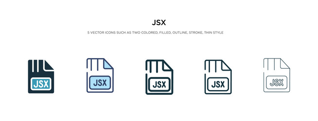 jsx icon in different style two colored vector image