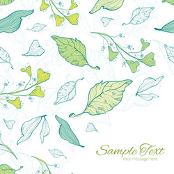 lineart spring leaves frame corner pattern vector image