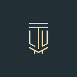 lu initial monogram with simple line art pillar vector image
