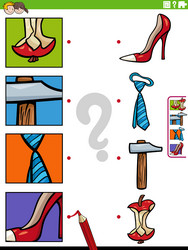 Match cartoon objects and clippings game coloring Vector Image