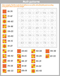 Mathematical patterns worksheet solve examples Vector Image