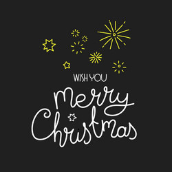 Merry christmas greeting card with fireworks vector