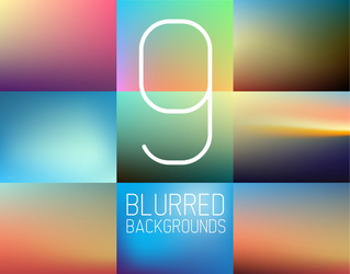 set of 9 abstract blurred background vector image