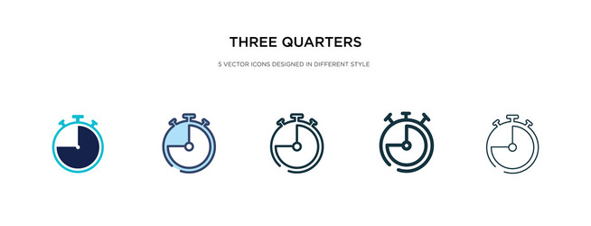 three quarters icon in different style two vector image